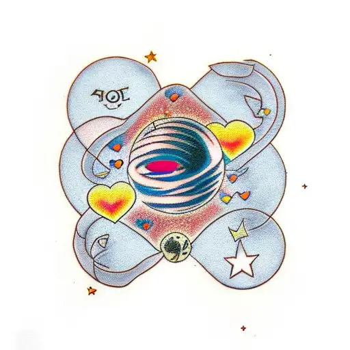 black hole with a heart  tattoo design idea