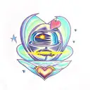 black hole with a heart  tattoo design idea