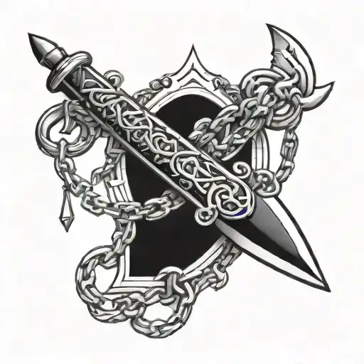 dagger and chains wrapped tattoo design idea