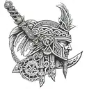 dagger and chains aztec warrior tattoo design idea