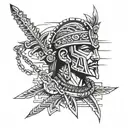 dagger and chains aztec warrior tattoo design idea