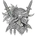 dagger and chains aztec warrior tattoo design idea