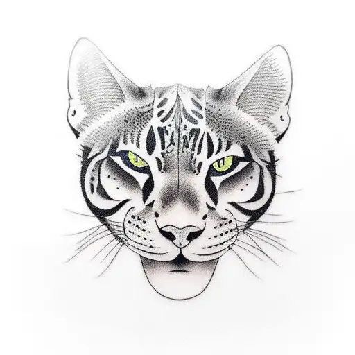 cute big cat  tattoo design idea