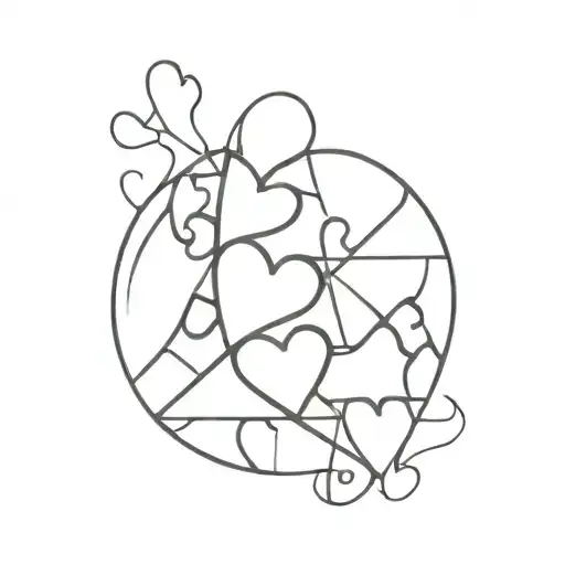 jumbled puzzle pieces forming into a heart tattoo design idea