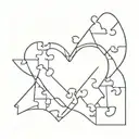 puzzle pieces forming a heart tattoo design idea