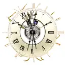 A modern and edgy interpretation of Kairos, the Greek God of Time, with a clock motif incorporated into the design tattoo design idea