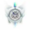 A modern and edgy interpretation of Kairos, the Greek God of Time, with a clock motif incorporated into the design tattoo design idea