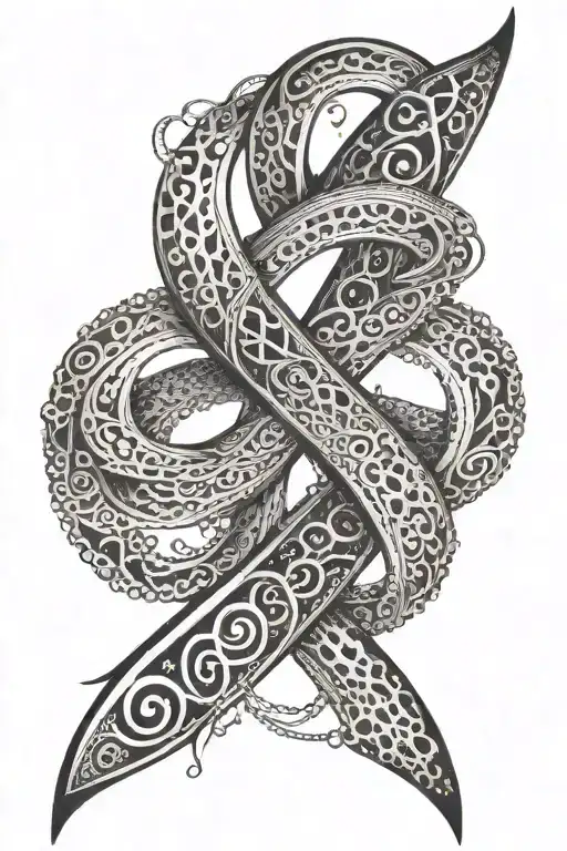 An infinity symbol morphing into a breast cancer ribbon tattoo design idea