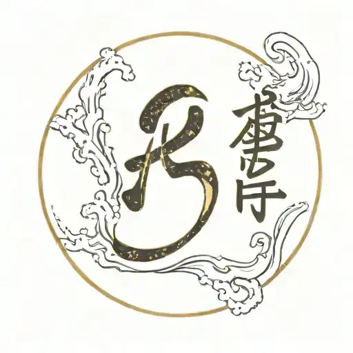 the word 'footprint' in kanji characters with gold marks on the characters in a kintsugi style tattoo design idea