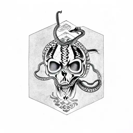 Snake  skull heart broken horoscope cancer holding a hreat blood  tattoo design idea