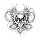 Snake  skull heart broken  holding a hreat blood  pattrens black and wihte  tattoo design idea