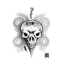 Snake  skull heart broken  holding a hreat blood  pattrens black and wihte  tattoo design idea