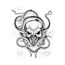 Snake  skull heart broken  holding a hreat blood  pattrens black and wihte  tattoo design idea