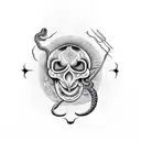 Snake  skull heart broken horoscope cancer holding a hreat blood  tattoo design idea