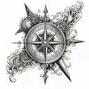 Create a compass design with the quote 'Everything happens for a reason' incorporated into the details tattoo design idea