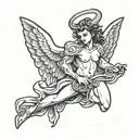 Angel with wings devil inside representing tattoo design idea