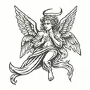 Angel with wings devil inside representing tattoo design idea