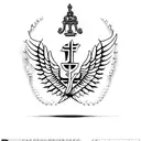 minimalist stoic cardinal virtues discipline Justice wisdom courage symbols cross x tattoo design idea
