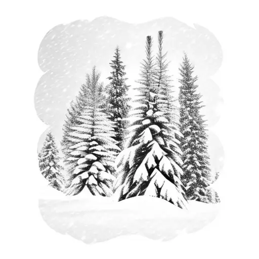 two pine trees covered in snow tattoo design idea