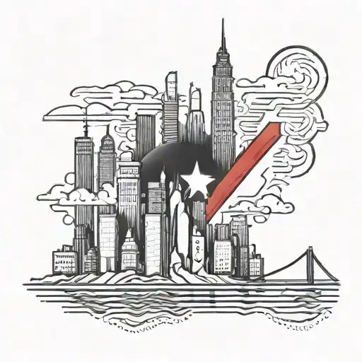 A tattoo combining elements of the Filipino flag and the New York City skyline tattoo design idea