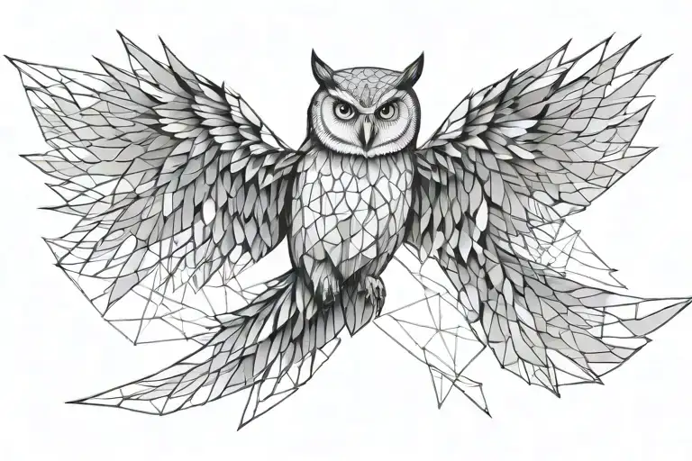 owl flying tattoo design idea