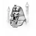 king tut with half a skull face  tattoo design idea