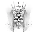 king tut with half a skull face  tattoo design idea