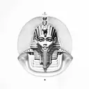 king tut with half a skull face  tattoo design idea