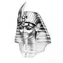 king tut with half a skull face  tattoo design idea