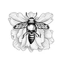 Carnation, violet, rose, daisy, marigold, narcissus, dahlia, butterfly, bee, skull, leaves tattoo design idea