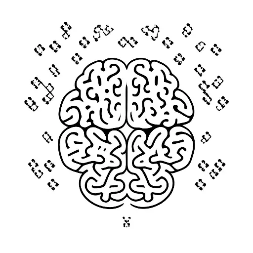 A brain with puzzle pieces forming the outline, representing the connection between psychology and problem-solving in video games tattoo design idea