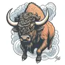 bison in the storm   tattoo design idea