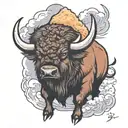 bison in the storm   tattoo design idea