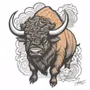 bison in the storm   tattoo design idea