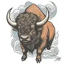 bison in the storm   tattoo design idea