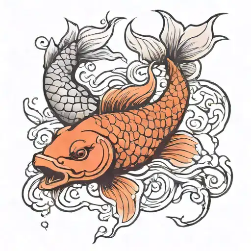koi carp transform into a dragon tattoo design idea