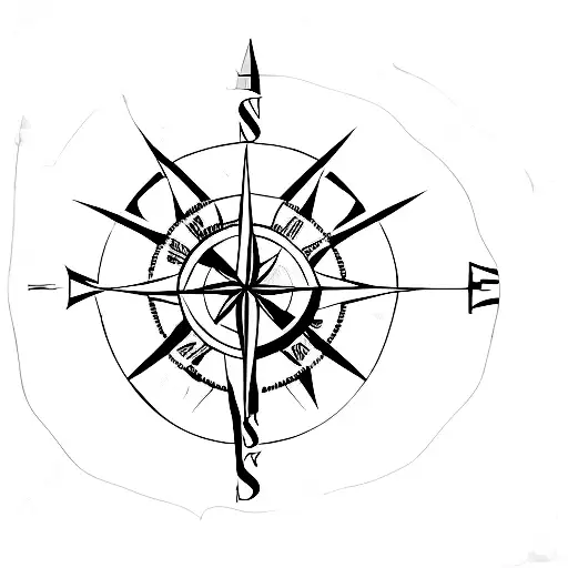 A simple compass with puzzle piece accents, indicating that everything is on the right path and will come together in time tattoo design idea
