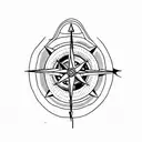 A minimalist tattoo of a compass surrounded by nature elements, symbolizing your belief that everything happens for a reason and the importance of following your own path. tattoo design idea