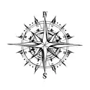 A minimalist tattoo of a compass surrounded by nature elements, symbolizing your belief that everything happens for a reason and the importance of following your own path. tattoo design idea