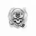 Lucifer sigil on a skull with a snake a dagger an a rose tattoo design idea