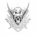 Lucifer sigil on a skull with a snake a dagger an a rose tattoo design idea