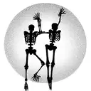 two skeleton dancing under disco ball tattoo design idea