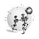 two skeleton dancing under disco ball tattoo design idea