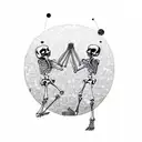two skeleton dancing under disco ball tattoo design idea