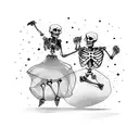 two skeleton dancing under disco ball tattoo design idea