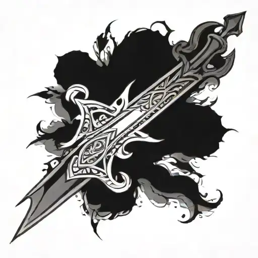 forearm tattoo - ancient sword intertwined with a banner containing - Orion Micheal Louis Benson, 24/02/2022 tattoo design idea