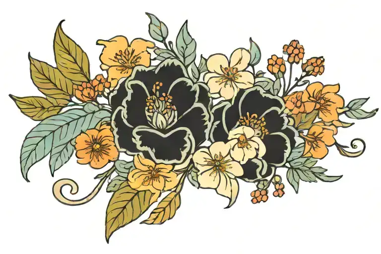 birth flower intertwined june september october november tattoo design idea