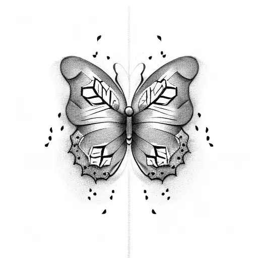 4:44 am and a butterfly  tattoo design idea