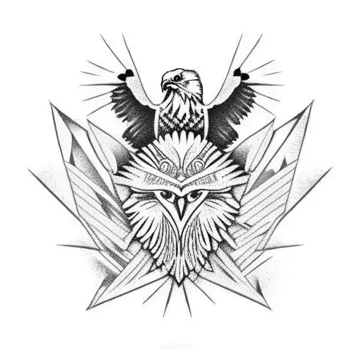 tribal with eagle sleeve  tattoo design idea
