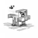 mario sitting on a minecraft grass block tattoo design idea